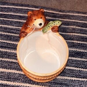 Bear and Fish Ceramic Bowl